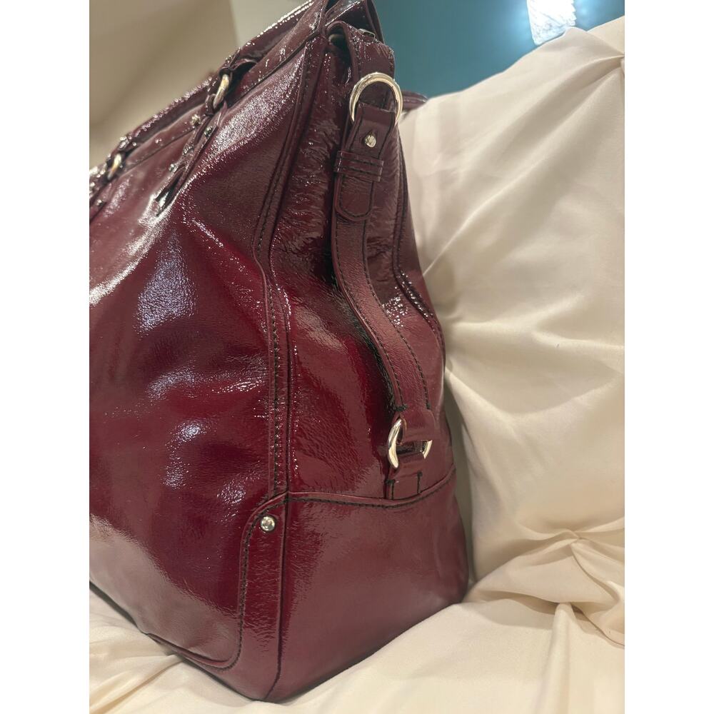 Ann Taylor Deep Red Patent Leather Satchel Shoulder Bag EUC - Picture 4 of 9